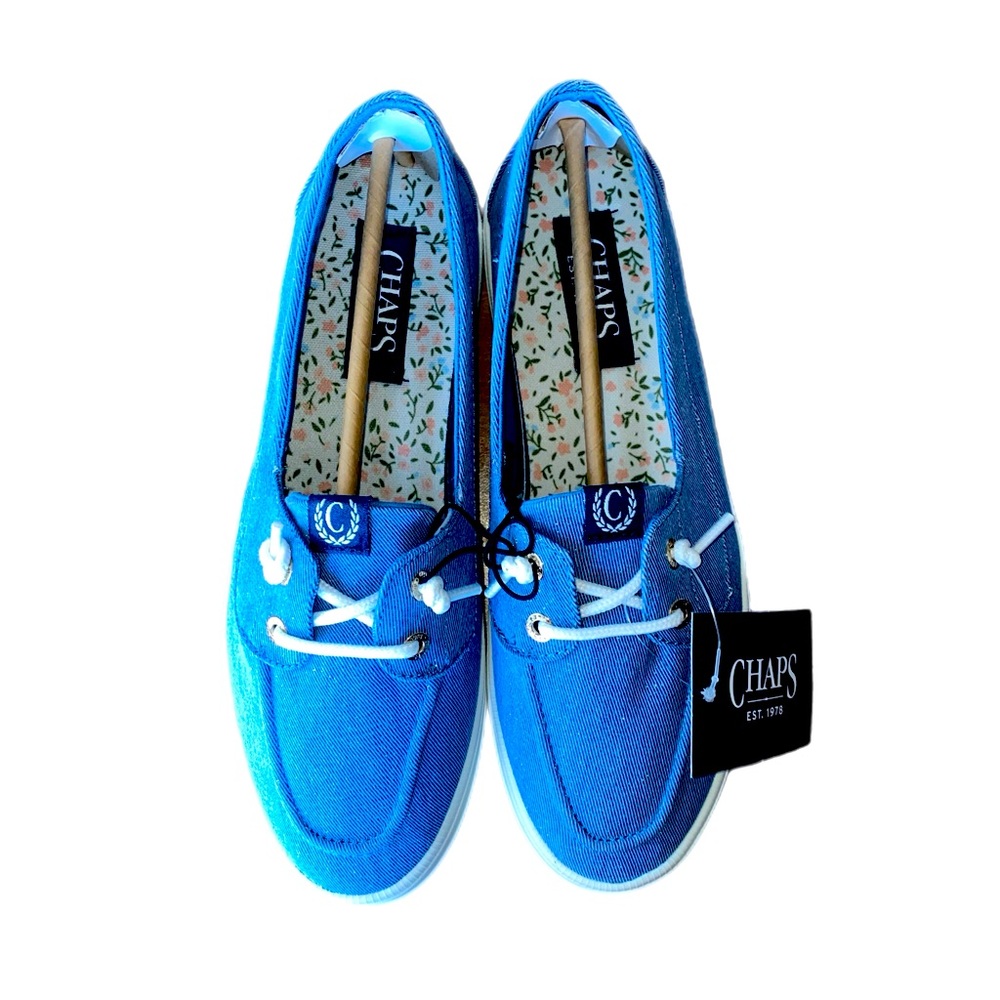 Chaps Women’s Blue Canvas Boat Shoes Size 9